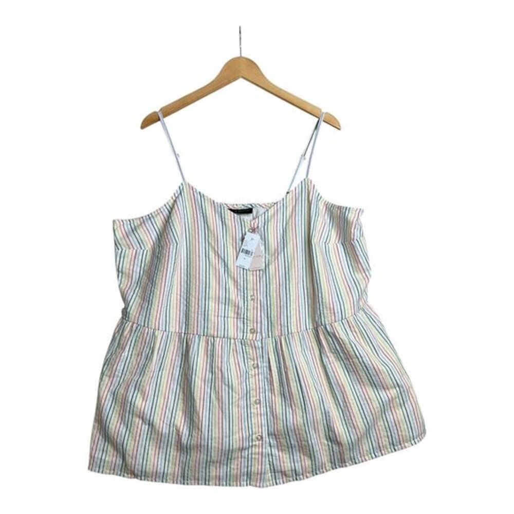 New Lane Bryant Sleeveless Button Down Striped Peplum Tank size 18